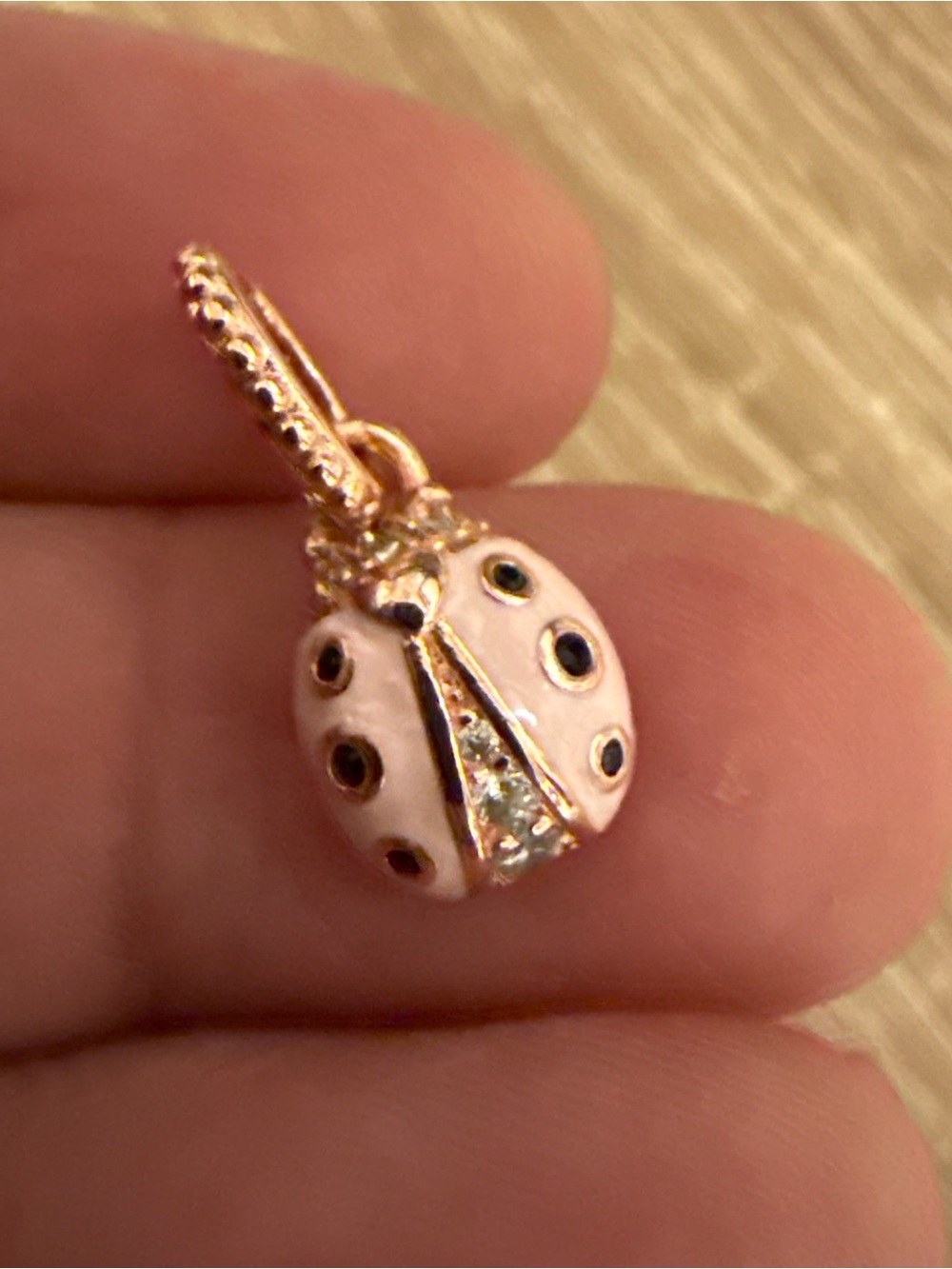 Pink Enamel Ladybug Pendant Necklace Charm